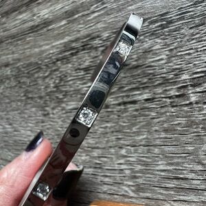 Waldor & Co Silver Bangle cuff with 9 Clear Stones